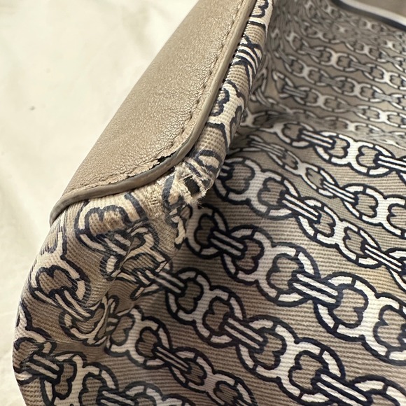 Tory Burch Gemini Link Canvas Tote French Gray Navy Stripe Large Shopper AS IS - Picture 9 of 16